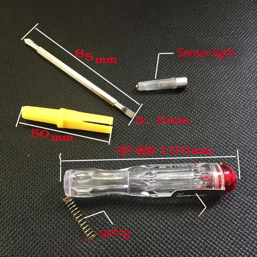 Stylo de Test électrique LED multifonction, tournevis avec Indication lumineuse, sonde de détecteur de tension 135mm, 1 pièce
