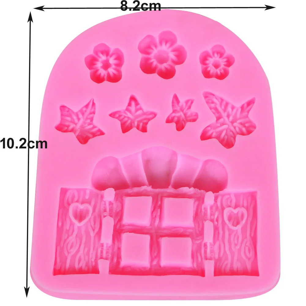 Byjunyeor M356 Flowers Leave Timber Window Door UV Resin Silicone Mold Fondant Chocolate Candy Lollipop Crystal Epoxy Soft Clay