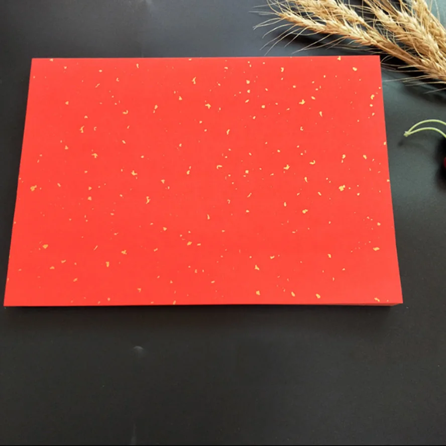 A3/A4 Printing Red Rice Paper with Gold foil Chinese Painting Calligraphy Xuan Paper for wedding Invitation Paper-cut