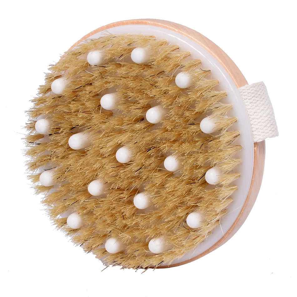 Body massage bath brush wooden bristle bath brush  Scrub Skin Massage Shower Body Round Head Bath Brushes Bathroom Accessories