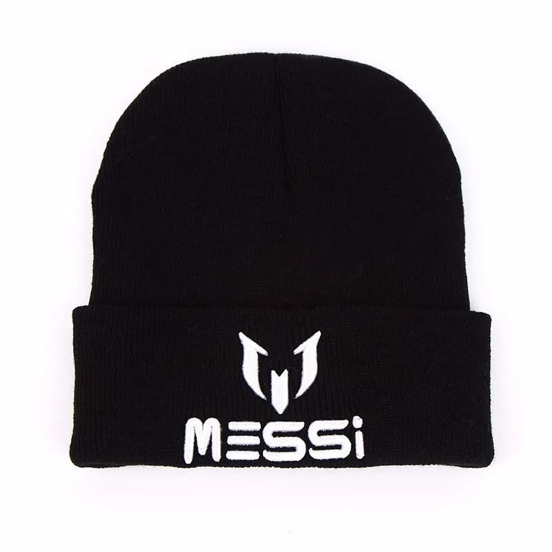 TUNICA-gorro de fútbol de Messi para hombre y mujer, Gorros blancos de lana, de punto cálido, color negro y gris, nuevo