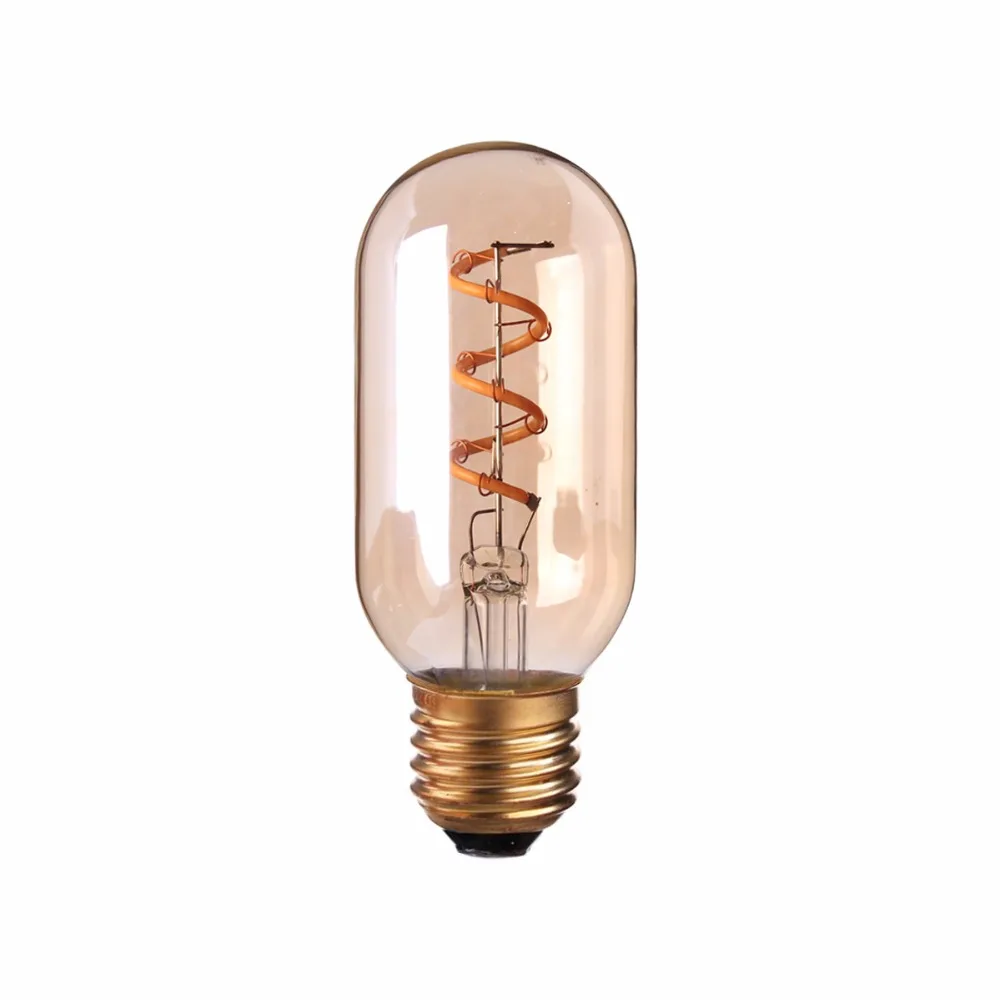 Grensk Spiral Edison Led Bulb Flexible  Amber Tint Retro Led Lamp Light Bulbs Vintage E27 2200k LED Dimmable Lighting G45 T45