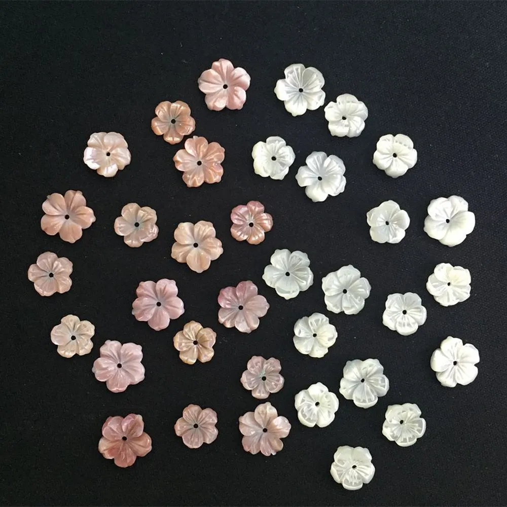 10pcs/Lot Natural Shell Beads White Pink Pearl Shell Flower Spacer Square Beads For Jewelry Making Bracelet Necklace Accessories