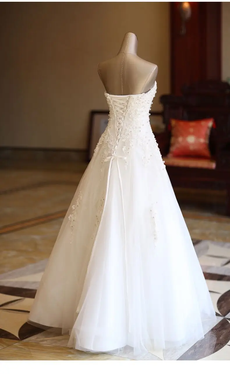 ANGELSBRIDEP Vestidos De Novia Áo Cưới 2021 Sweetheart Càn Quét Tàu Ren Táo Áo Váy Cưới Đồ Bầu Csutom Làm