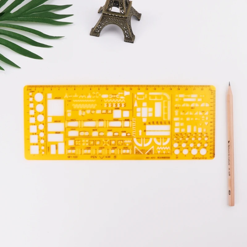23 Styles K Resin Professional Universal Furniture Construction Architectural Template Ruler Drawing Stencil Measuring Tool
