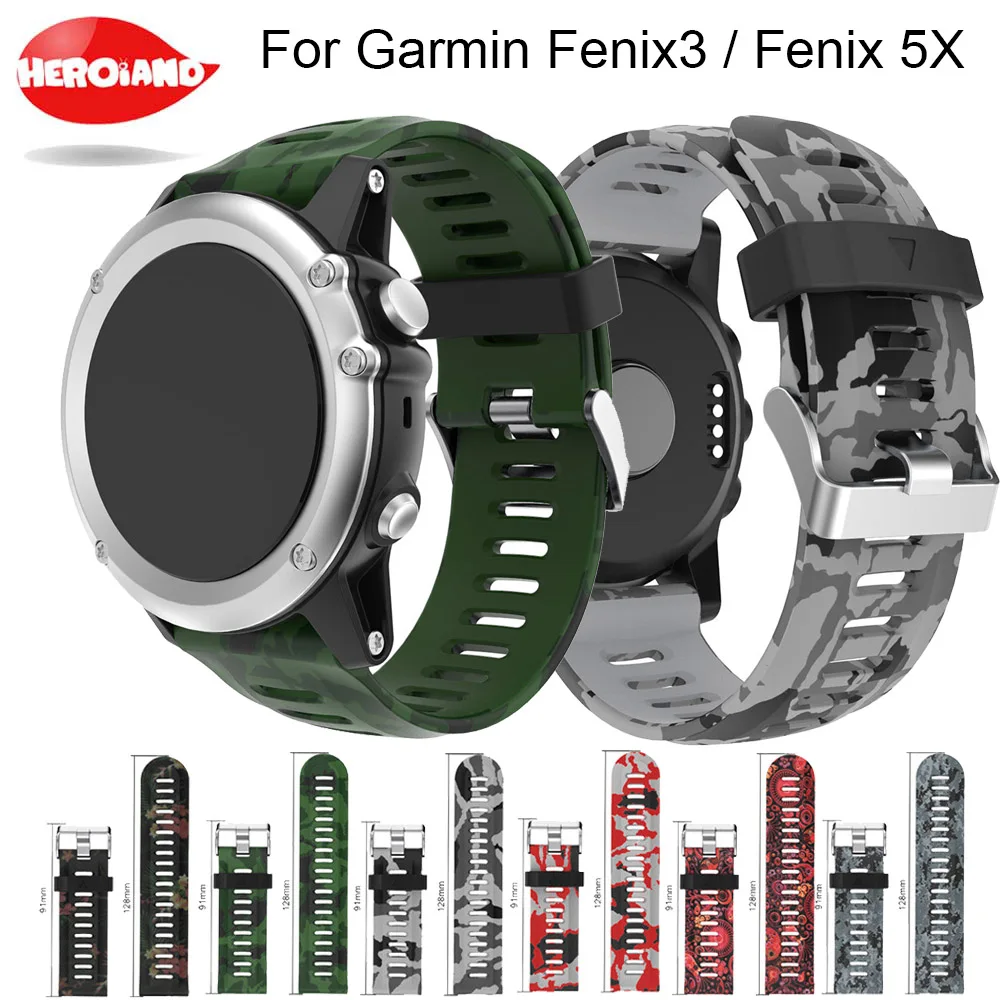 26mm largura pulseira de relógio amry cores verdes substituição silicagel banda macia pulseira de pulso para garmin fenix 3 hr gps relógio/fenix 5x