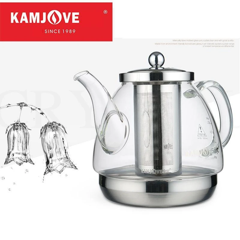 

KAMJOVE-Induction Cooker Special Pot for Tea, Dedicated Glass Pot, Stainless Steel Liner, Flower Kettle