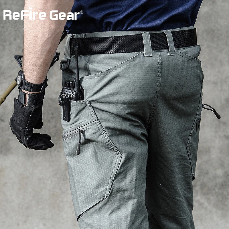 ReFire Gear Military Tactical Cargo Pants Men Special Force Army Combat Pants SWAT Waterproof Large Multi Pocket Cotton Trousers