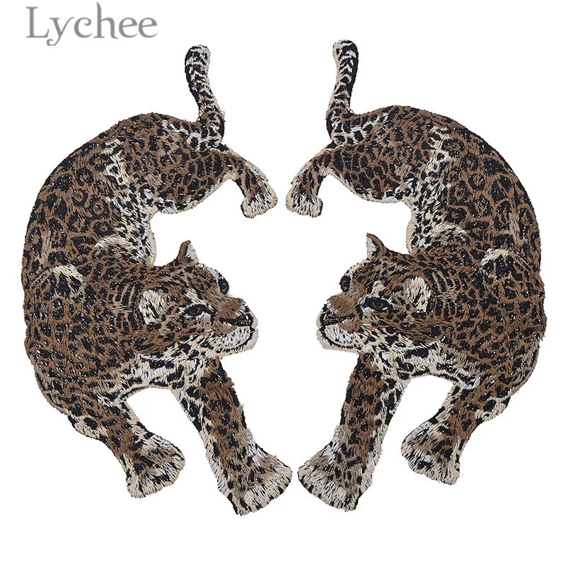 Lychee Life 1 para Leopard łaty hafty wzór ze zwierzętami szyć na aplikacje DIY materiał do szycia dostaw dla płaszcz kurtka dżinsy