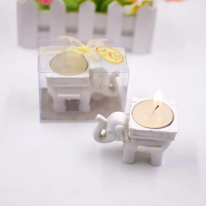 

Retro Lucky Elephant Candles Holder Creative Tealight Candlestick Bridal Shower Wedding Party Favors Gift LX6219