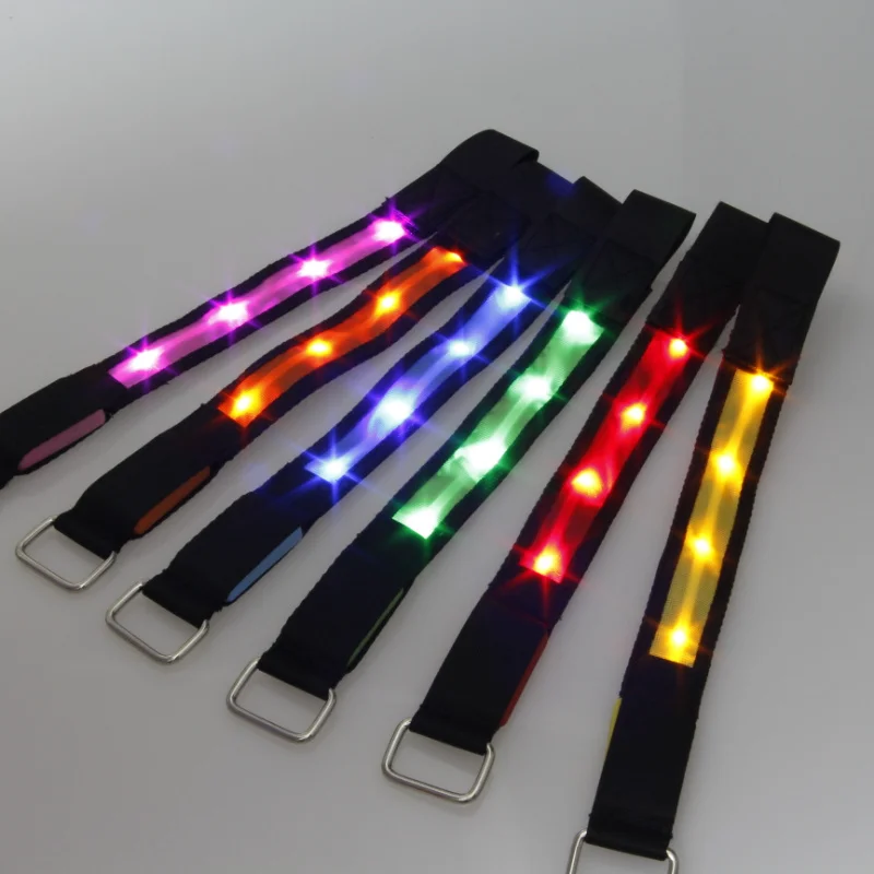 New Arrival 12pcs High Quality LED Flash Wrist belt Sports Running Safety Reflective Strap Bracelet Armband Night Running Props