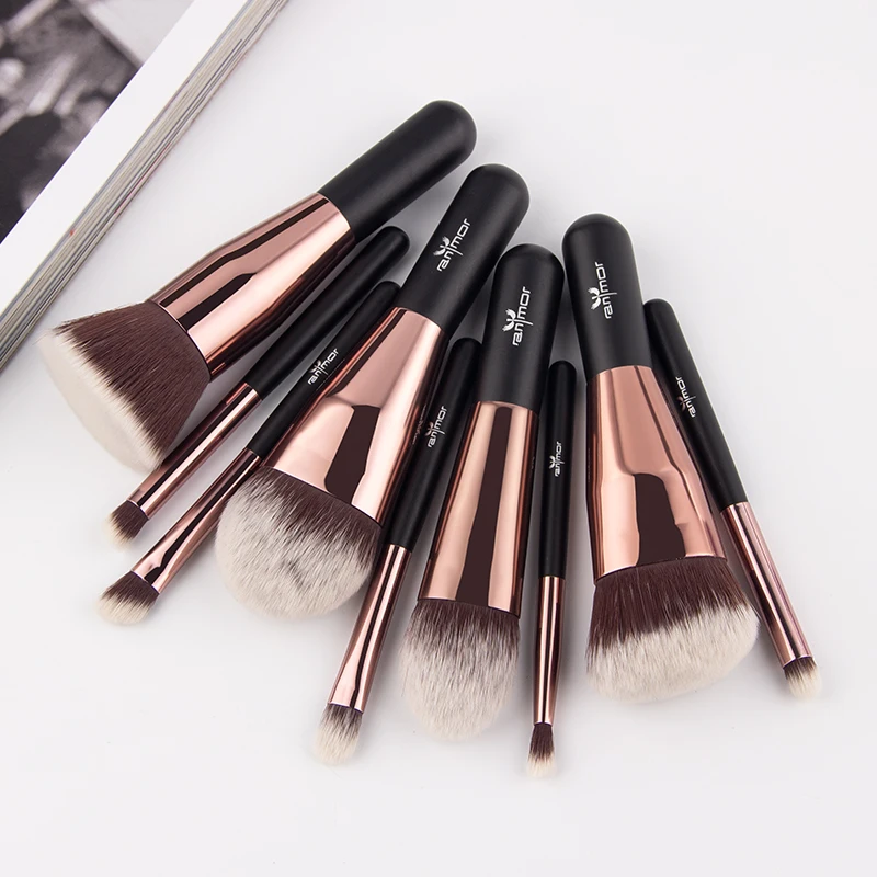 Anmor 9Pcs Makeup Brushes Set Travel Portable Make up Brush  Concealer Eyebrow Eyeshadow Foundation Brush Cosmetics Kit Tools