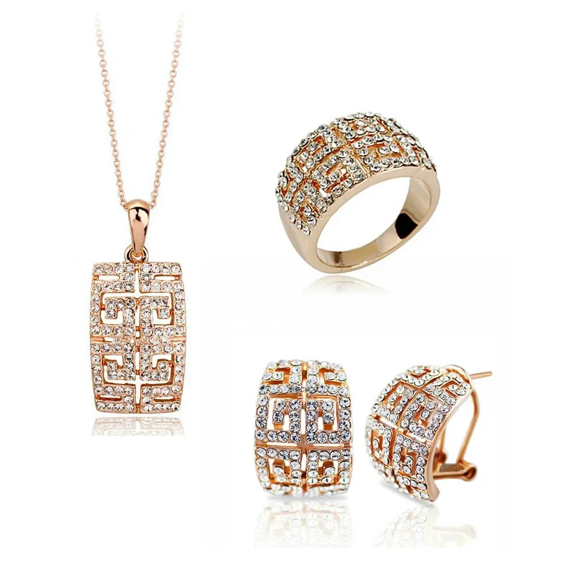 The New Design Hot Sale gold-color Austria Crystal Jewelry Set For Women