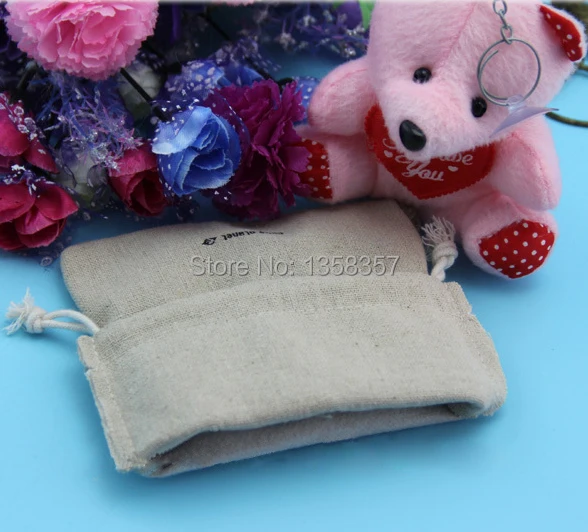 

100pcs/lot wholesale jute/linen/flax drawstring gift bags for toiletry/watch/vanilla packaging,Size be customized,Various colors