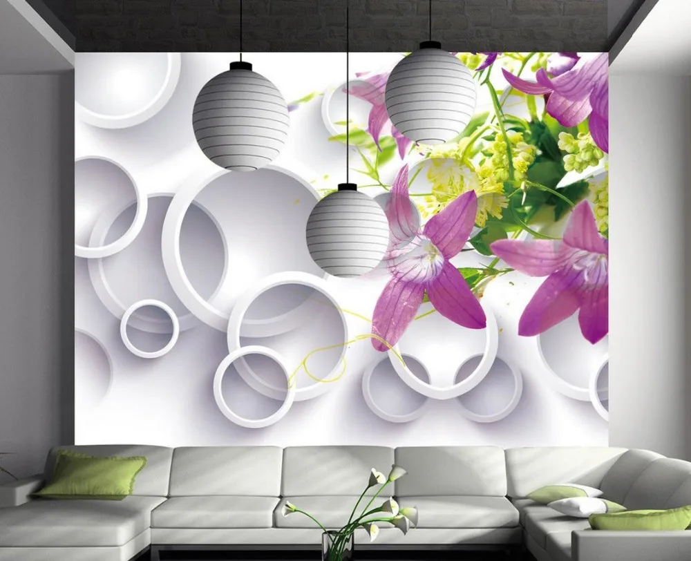 

Purple flowers 3D stereoscopic backdrop decorative painting wallpaper 3d flowers Wall murals nature