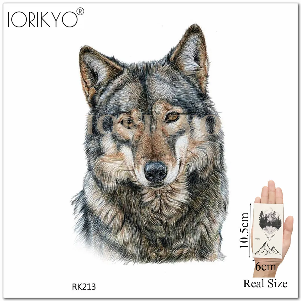 Women's Fashion Temporary Tattoo Stickers Husky Forest Real Wolf King Men Fake Arm Tatoo Drawing Black Waterproof Tattoo Paste image 3