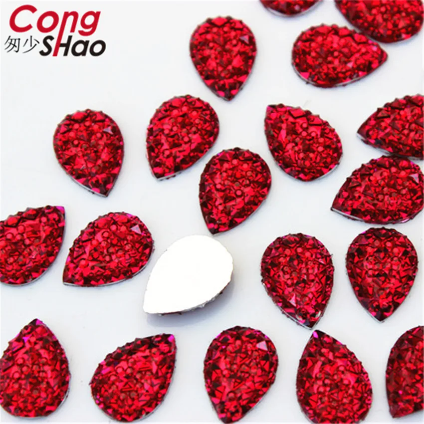 زينة راتنج مسطحة الظهر على شكل قطرة ، أحجار بلورية ملونة ، إكسسوارات مجوهرات ، 10 × 14 ، ZZ411 ، حجر الراين