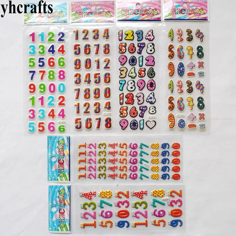 96sheets(3104PCS stickers) / LOT.Removable 0-9 numbers pvc sponge stickers Teach your own Self learning toys Early learning diy