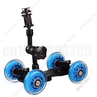 

2 in 1 Tabletop Rolling Dolly Camera Car Truck Skater Rig + 7 Inch Adjustable Articulating Magic Arm For all DSLR camera