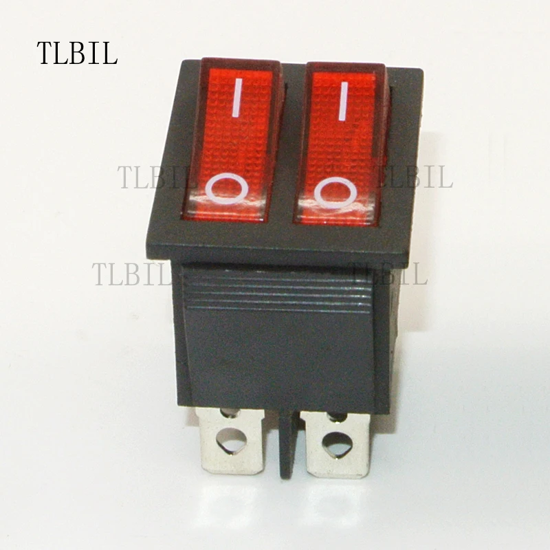 KCD2 Double Rocker Switch 6 Pin On-Off With Red Green Light 20A 125V 16A 250V AC