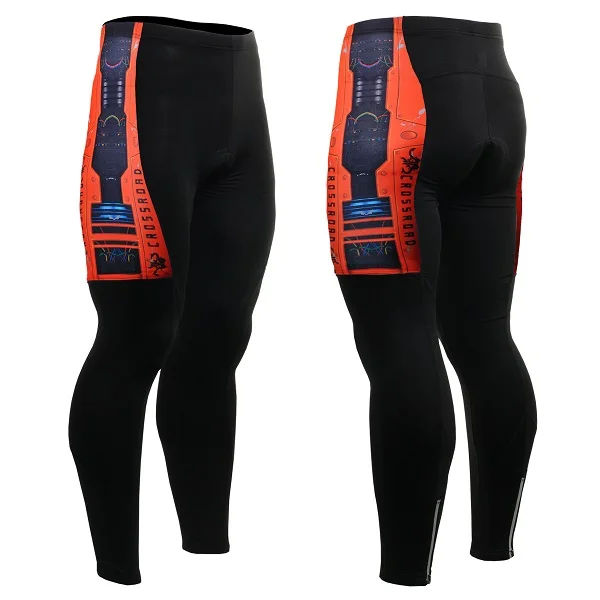 Men`s Side Print Cycling Pants Coolplus Gel Pad Moisture Wicking Outdoor Bike Riding Stretchy Tight Leggings