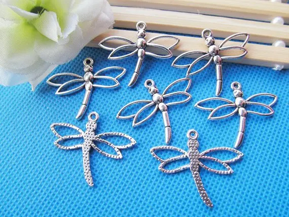 

200pcs 26.75mmx32.60mm Antique Silver tone/Antique Bronze Dragonfly Connector Pendant Charm/Finding,DIY Jewelry Making Accessory