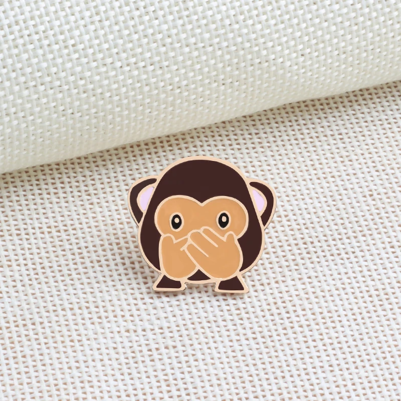 3 Pcs/Set Cartoon Brooches Cover Eye Mouth Monkey Enamel Pin Funny Kids Backpack Metal Badge Fashion Jackets Lapel Pins Jewelry