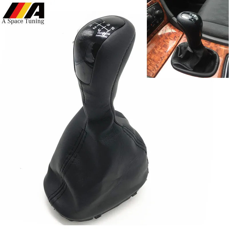 6 Speed Car Manual Gear Shift Knob Leather Cover Case for Mercedes-Benz C Class W203 S203 Elegance Classic Elegance