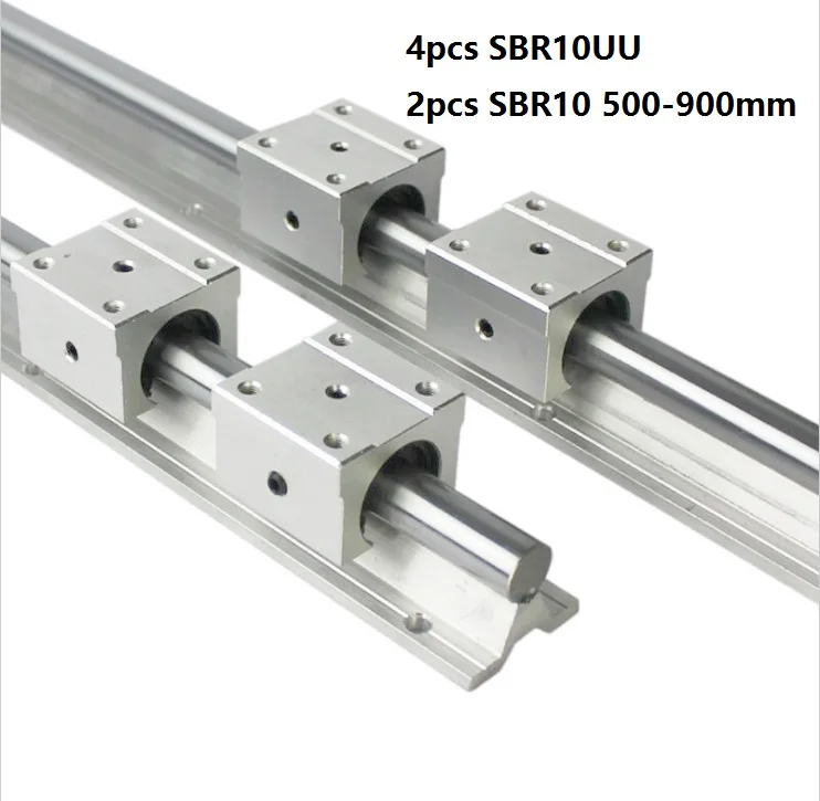 

2pcs SBR10 L-500mm/600mm/700mm/800mm/900mm support rail linear rail guide+4pcs SBR10UU linear bearing blocks for CNC parts