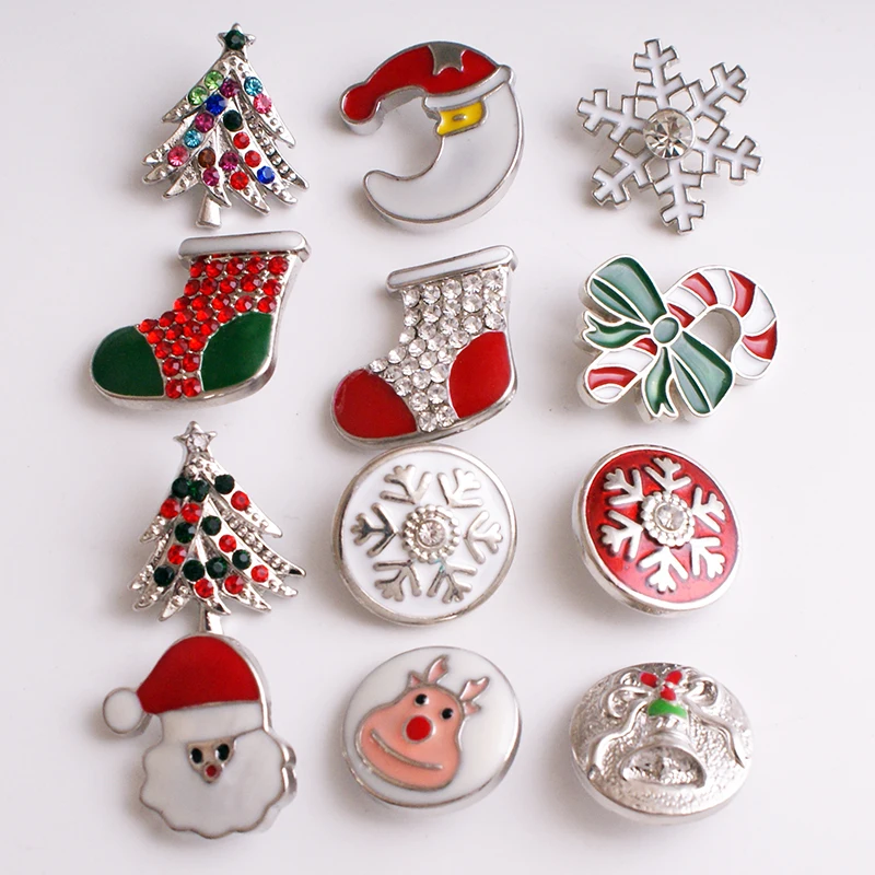 XH9507   10pcs/lot   Christmas ELK  TREE  snowman snowflake  Metal Snap button For Snap Jewelry  18mm