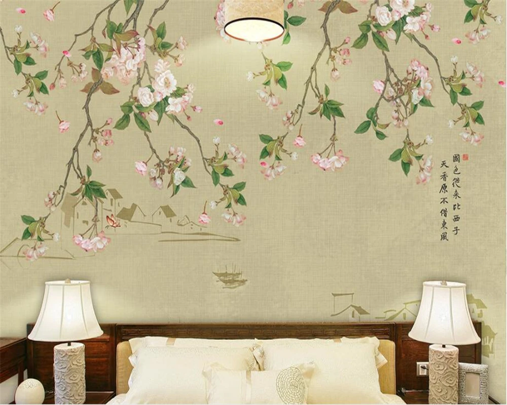 

Customized Hand Painted flower Birds Photo Wallpaper Modern Home Living Room Room Background Decorative 3d wallpaper beibehang