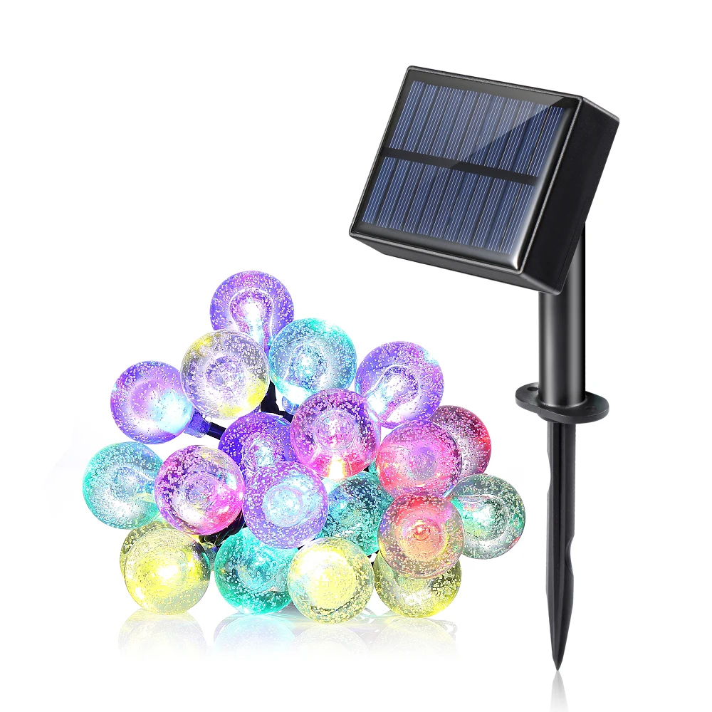 20pcs Waterproof String Light with Multi Colors 8 Modes Solar Panel Switch for Holiday Decoration Indoor Outdoor Application