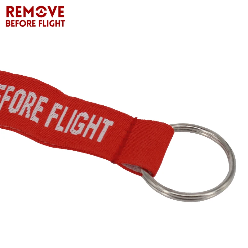 Remove Before Flight Red Motorcycle Key Ring Red Embroidery Keyrings for Aviation Tags OEM Key Holder Jewelry Keyring Key Chain