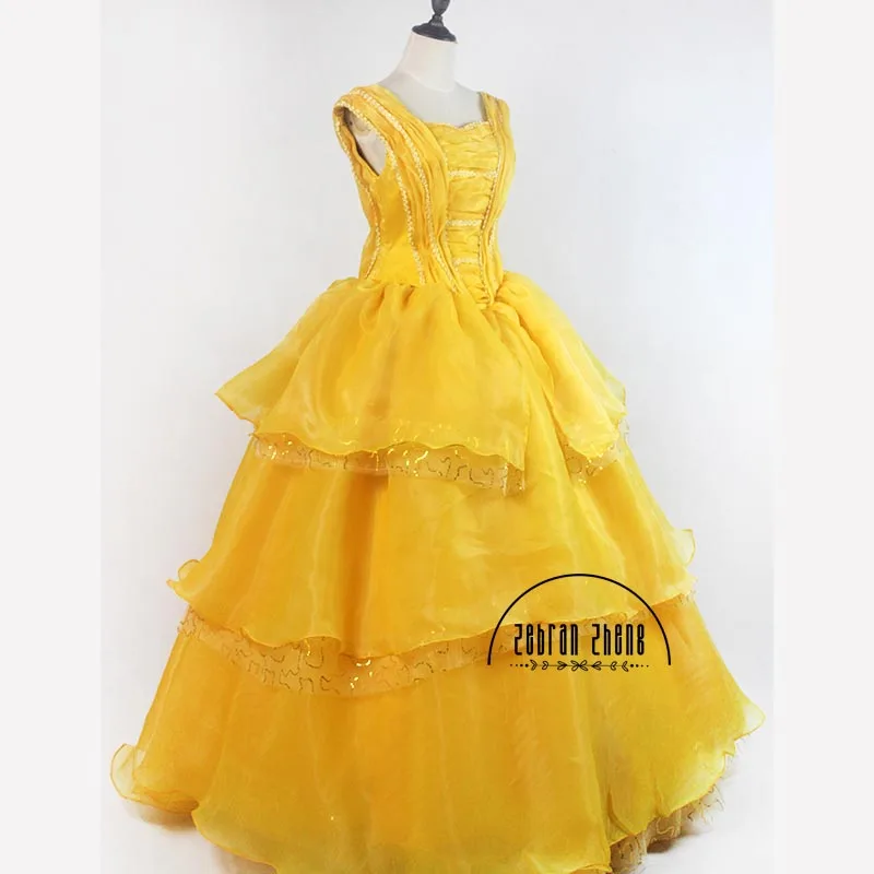 Belle Prinses Geel Cosplay Kostuum Mode Jurk Voor Volwassenen Vrouwen Meisjes Halloween Feest