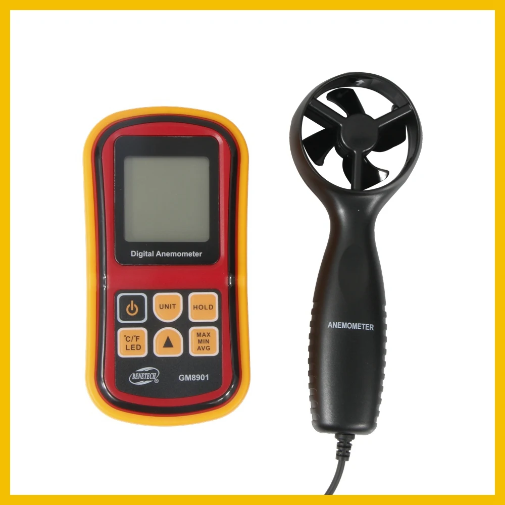 High Accuracy Anemometro LCD Display Digital Anemometer  0~45m/s Wind Meter Air Velocity Temperature Meter GM8901-BENETECH