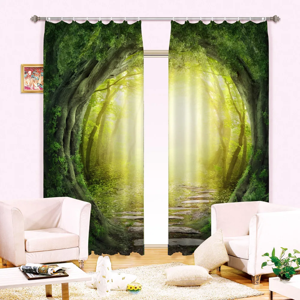 Upscale Hotel Curtains 3D Printing Writing Fairy Tale Forest Shading Curtain All High-quality Goods Hot Style Quality