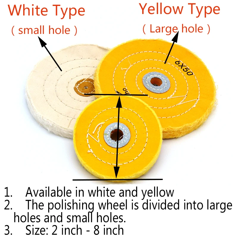 1pcs Cotton Polishing 2 to 8 inch Cloth Buffing Wheels Grinder For Gold Silver Jewelry Metal Wood Polishing Abrasive Tools