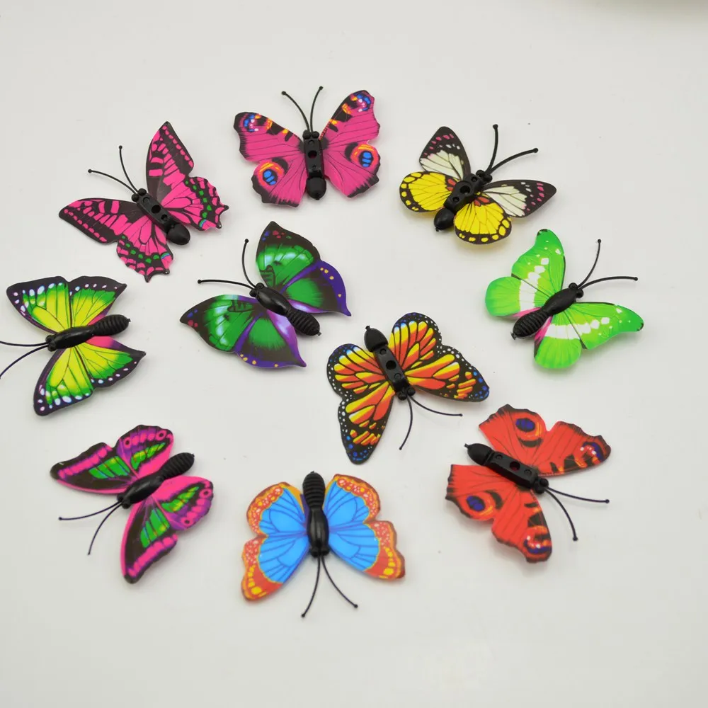 40pcs 3D PVC 4CM Simulation Butterfly Wall Wedding Valentine Home Decora Diy Stickers Art Decals TV Fridge Kids Toys Multicolor