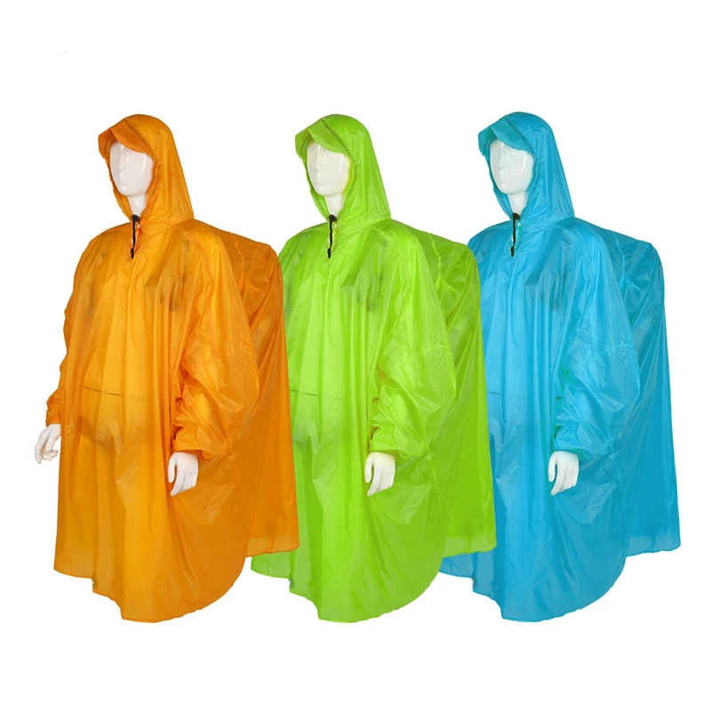 Outdoor Lightweight 15D Silicone Raincoat Multi Functional Poncho Rain Waterproof Cover For Camping Hiking Travel