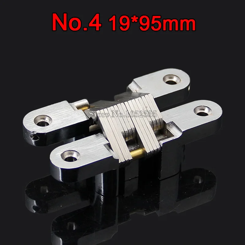 

HOT 2PCS Stainless Steel Hidden Hinges 19x95MM Invisible Concealed Cross Door Hinge Bearing 25KG With Screw For Folding Door