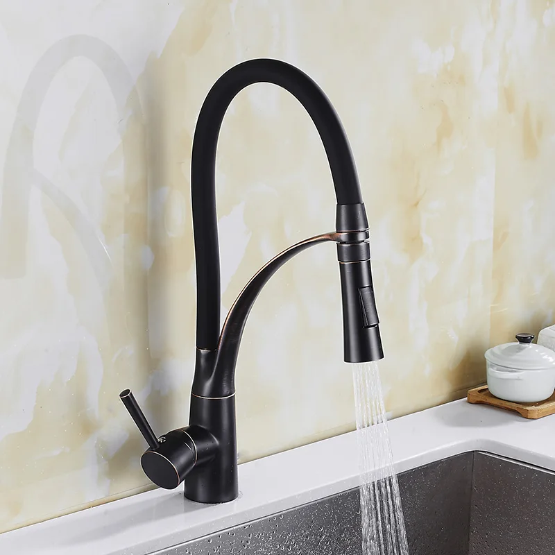 

MTTUZK Brass ORB Kitchen Mixer Kitchen Sink Faucet Brass Torneira Tap Black Kitchen Faucet Hot Cold Deck Mounted Bath Mixer Tap