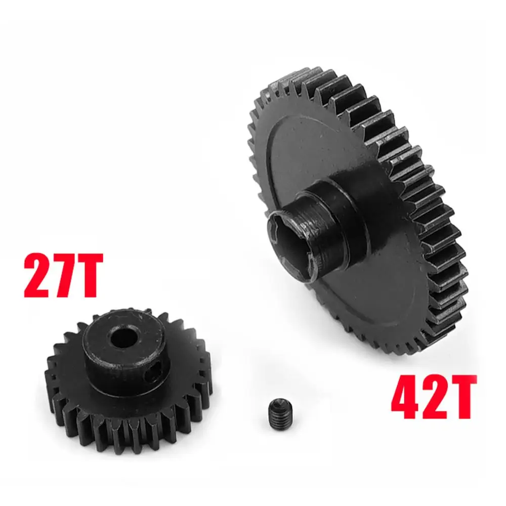 Metal Diff Main Gear 42T + Motor Gear 27T For 1/18 WLtoys A959-B A969-B A979-B K929-B RC Car Upgrade Parts