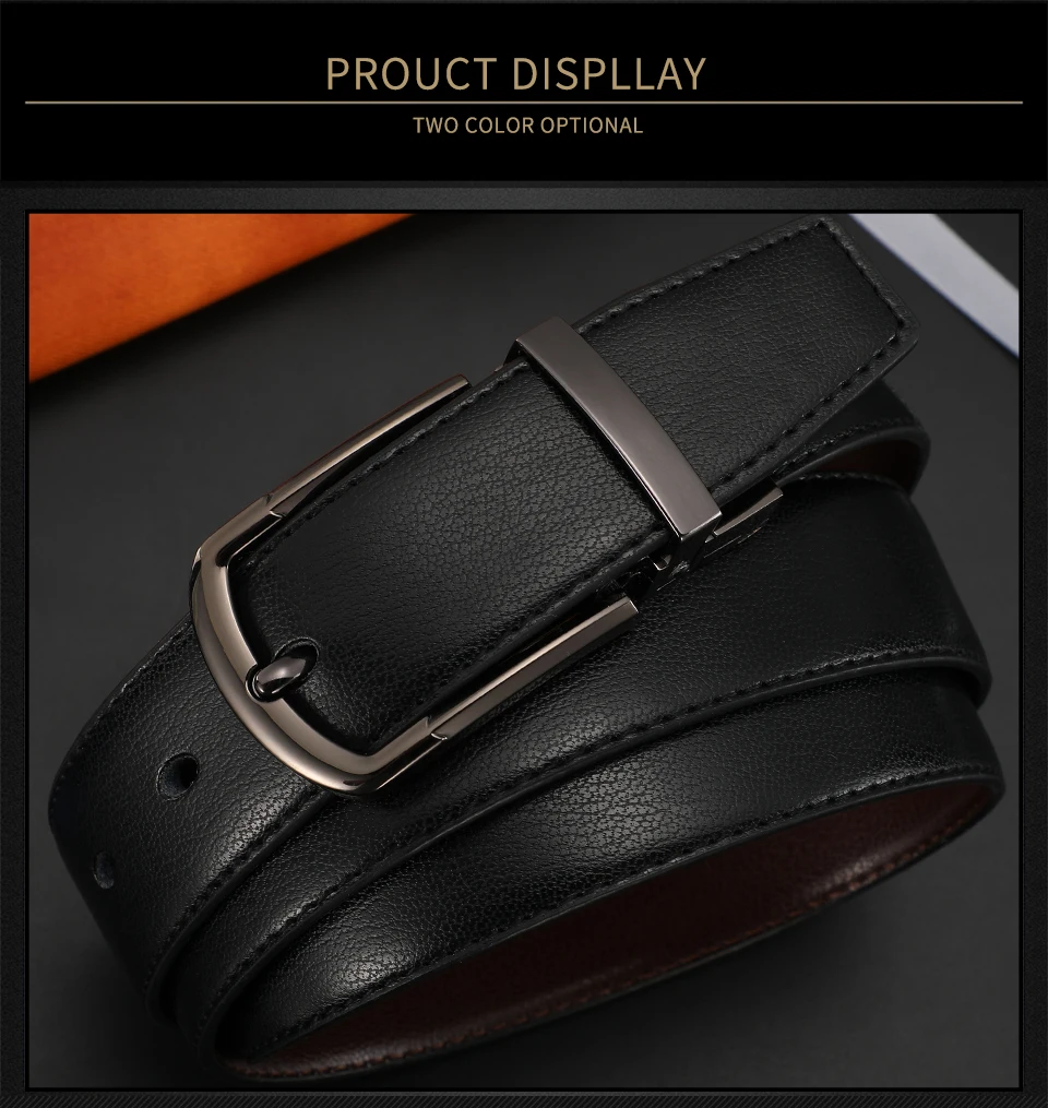 Neuer Herren-Gürtel aus echtem Leder, 100 cm, 110 cm, 120 cm, 130 cm, 140 cm, 150 cm, wendbare Schnalle, braune und schwarze Business-Kleidergürtel für Herren – Detail 8