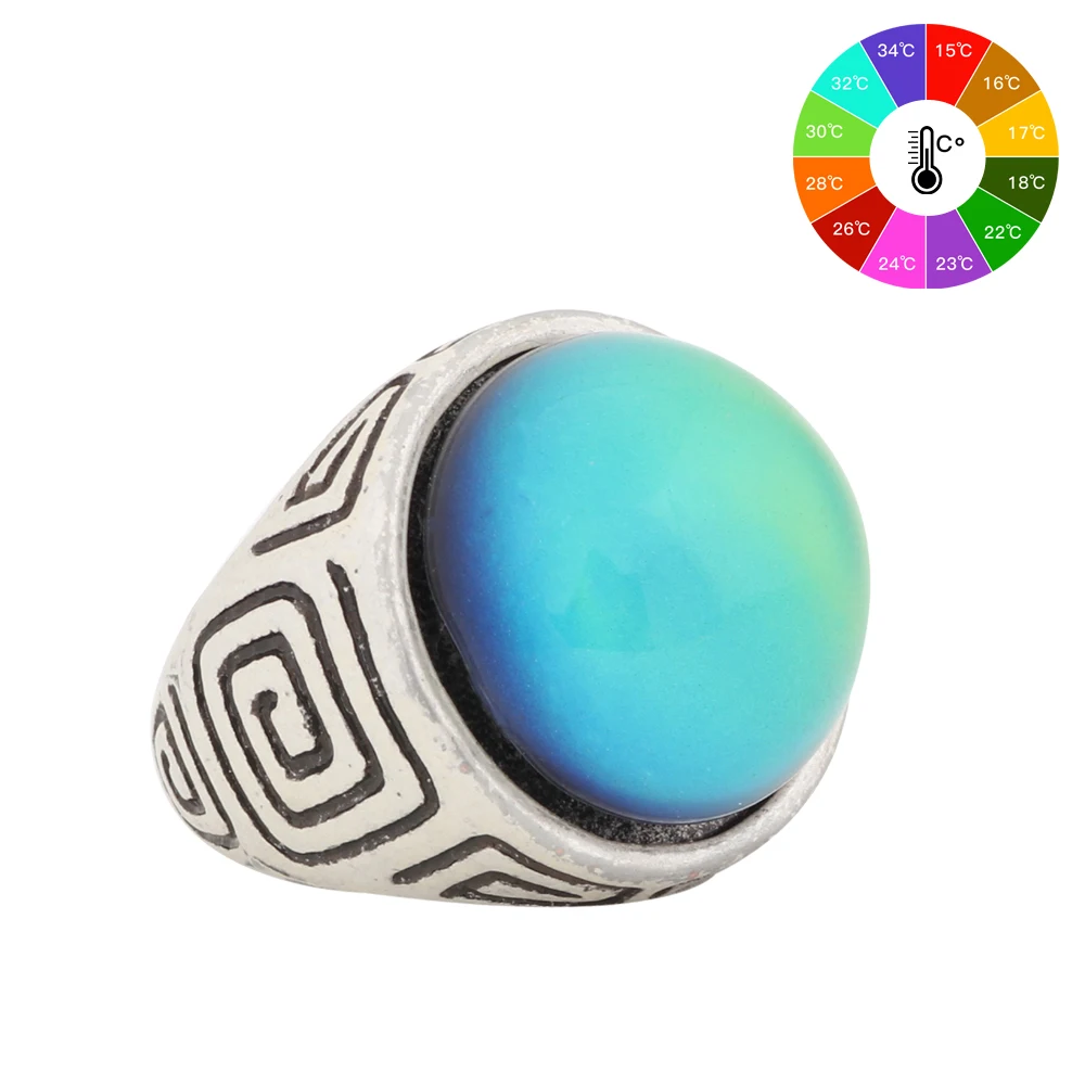 Mojo Vintage Bohemia Retro Color Change Mood Ring Emotion Feeling Changeable Ring Temperature Control Ring for Women MJ-RS044
