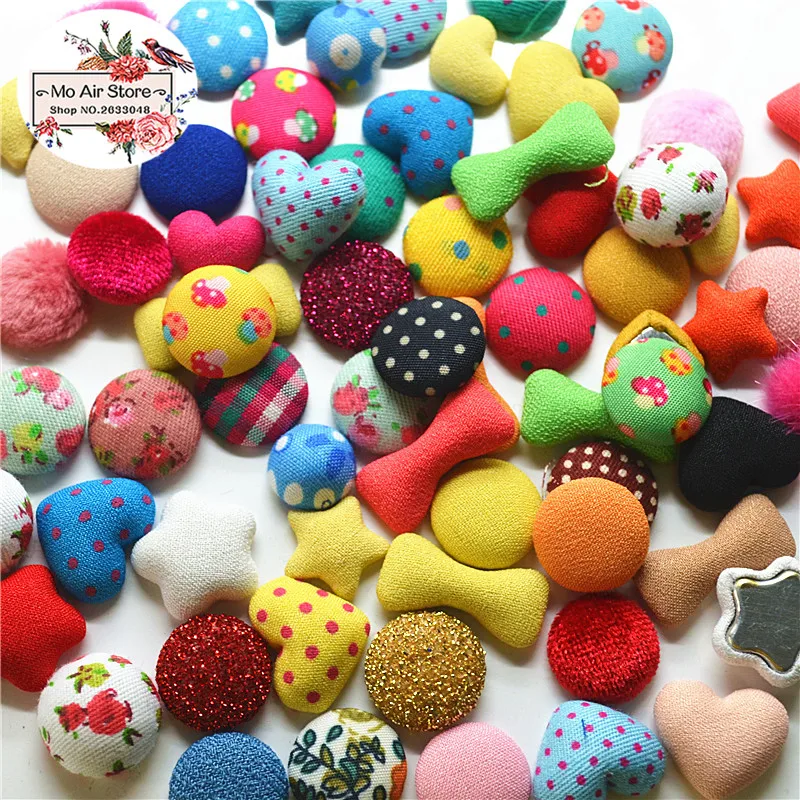 100pcs mix color mix size Flatback bottoni ricoperti in tessuto Home Garden Crafts Cabochon Scrapbooking Button accessori fai da te