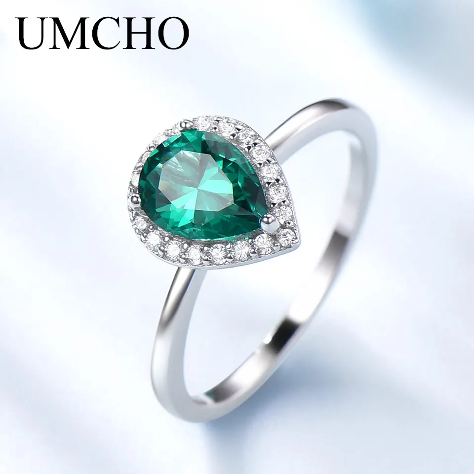 

Женские кольца UMCHO зелёный Изумрудный камень, обручальное кольцо из стерлингового серебра 925 пробы, вечерние, романтические ювелирные изделия