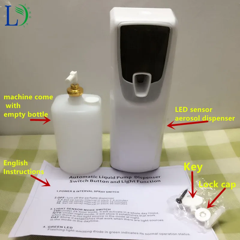 Intelligent LED Light Sensor Fragrance Sprayer Automatic Aerosol Dispenser Toilet Air Freshener for Home With Empty Cans 30pcs