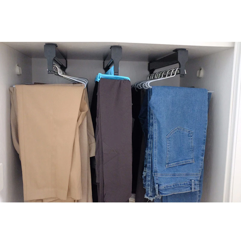 Robuster, ausziehbarer Kleiderschrank, Valet-Stange, verstellbare Kleiderschrank-Kleiderschiene, obere Montage, Kleiderschrank-Aufhänger, Rack-Stange, Kugellager-Rutsche – Detail 13