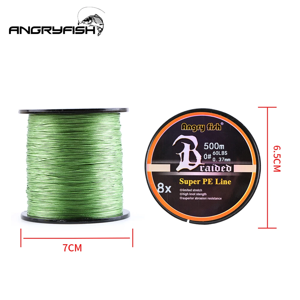 ANGRYFISH Wholesale 500 Meters 8 Strands Braided Fishing Line 8 Colors Super Strong PE Line