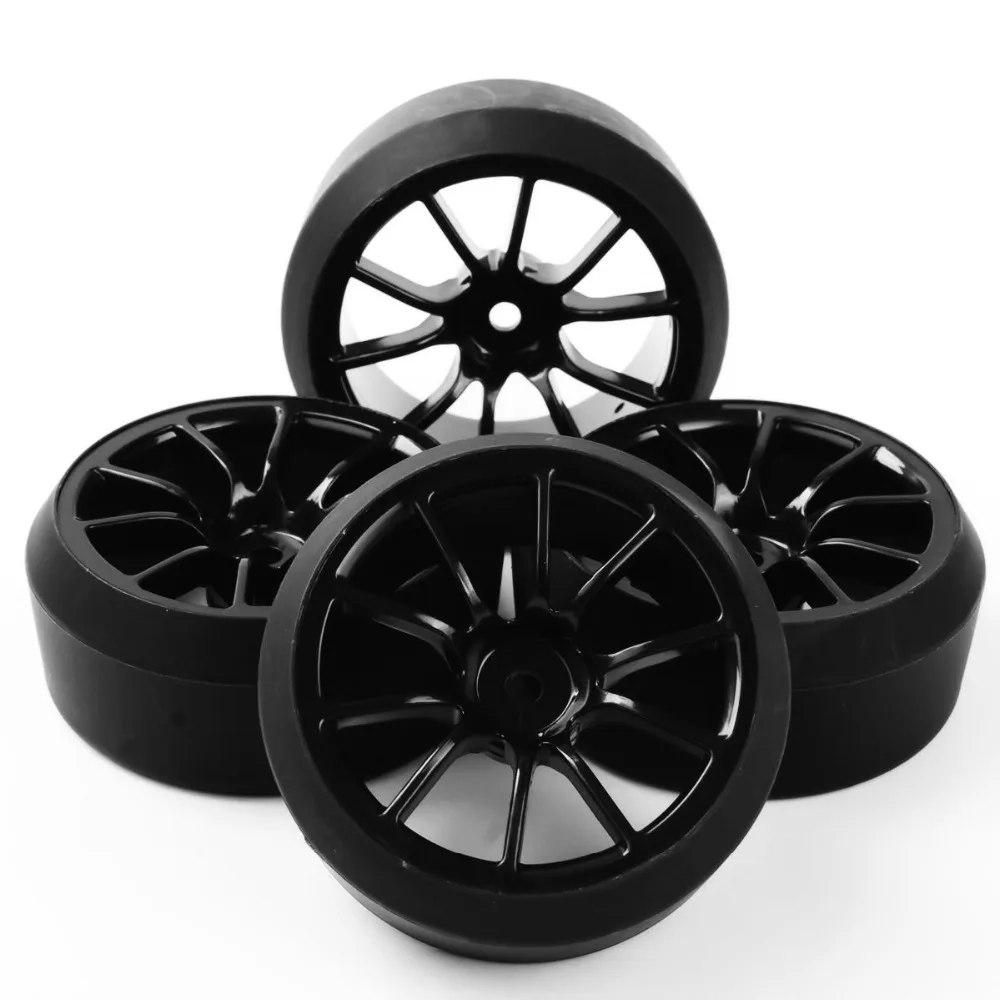 1/10 Wheel Rim Drift Tires RC Drift Tires Wheel Rims for HSP 1:10 RC On-Road Car C12NK+PP0370 6mm Offset